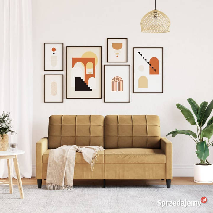 Sofa 2osobowa brązowa 140 tapicerowana aksamitem Warszawa sprzedam