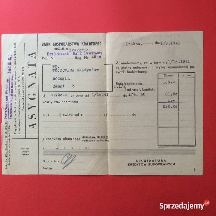 1864 Asygnaty Bankowe Kraków Wojtowicz Antykwariat Szczecin