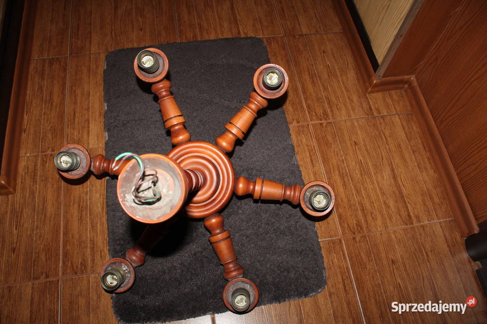 Żyrandol 6 ramienny klosze PRL śląskie