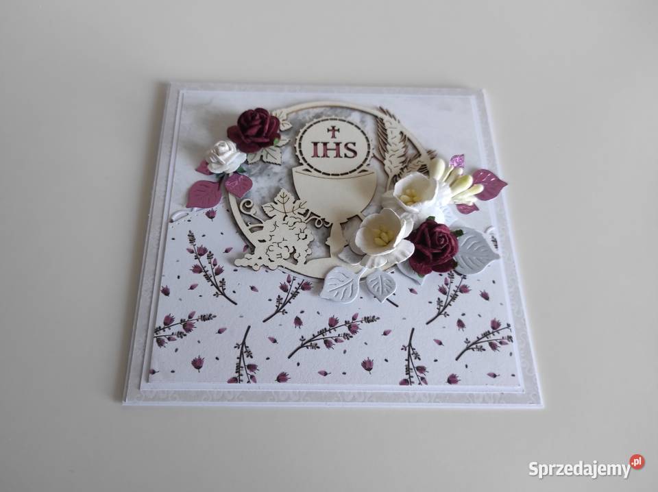 Kartka ręcznie robiona Komunia Święta z łódzkie Łódź