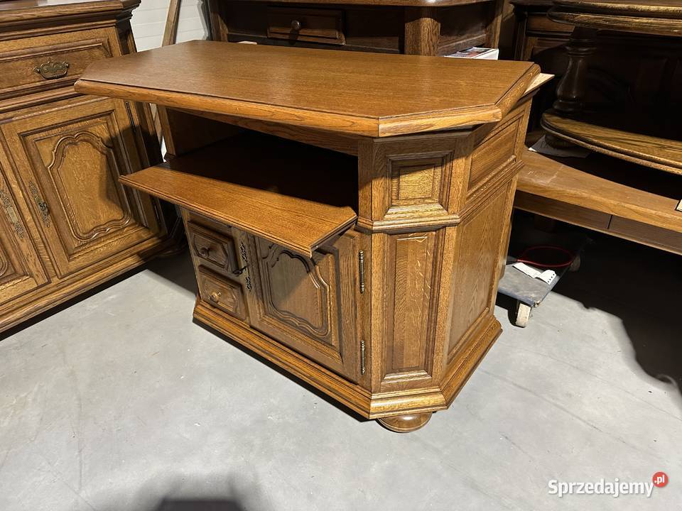 Masywny dębowy zestaw do jadalni komoda witryna Meble do salonu