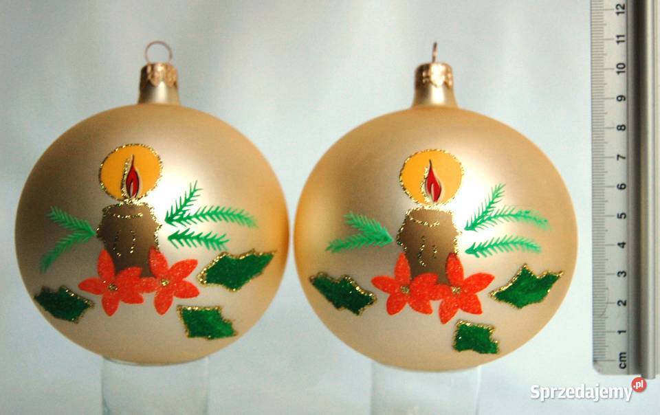 Bombki szklane ręcznie malowane złote perłowe 10 wielokolorowy lubelskie Lublin