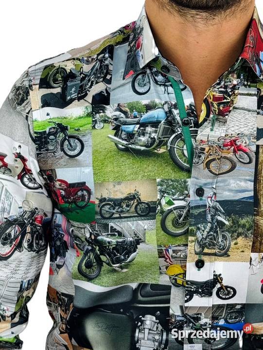 DANIEL BESSI Koszula męska fb106 motory kolorowa Odzież codzienna Ostrów Wielkopolski
