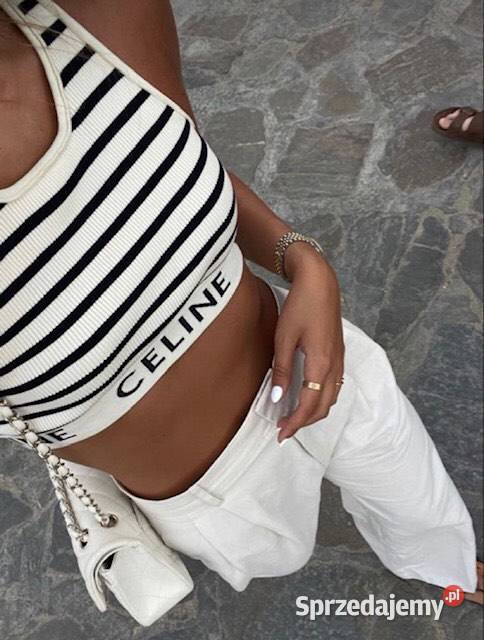 Top crop Top koszula bluzka Celine czarny Gdynia
