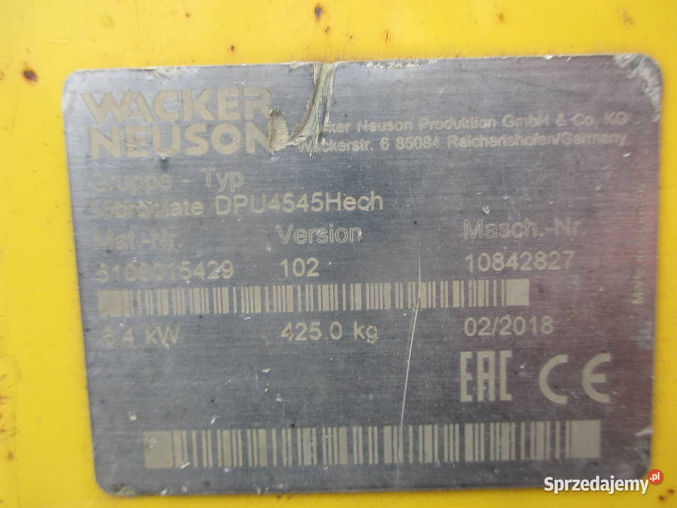 Zagęszczarka rewersyjna 425 Wacker Neuson DPU wielkopolskie Pleszew