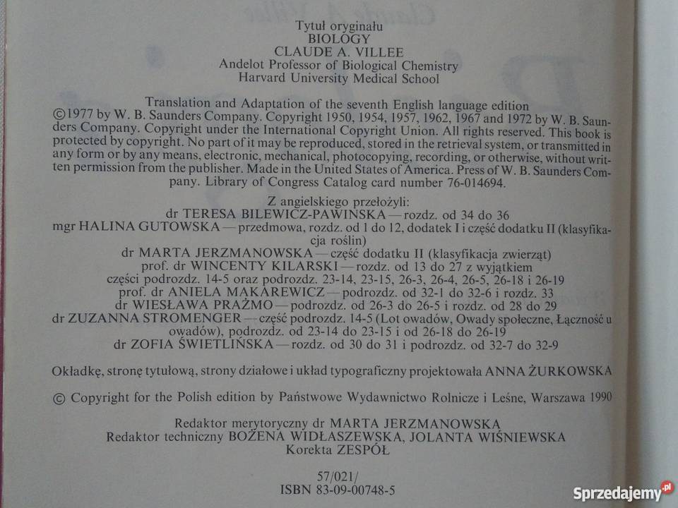 Biologia Villego Biologia Claude A Ville wyd 9 Warszawa