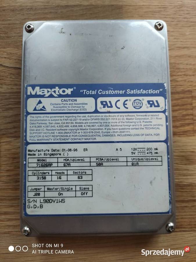 Dysk 35 cala Maxtor ATA 157 GB USZKODZONY Kraśnik