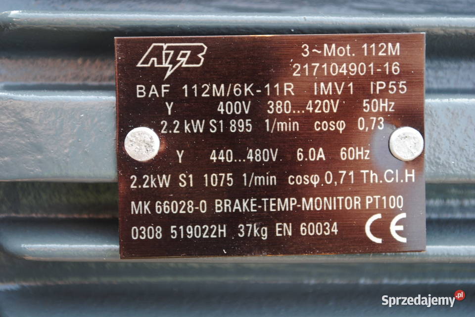 Silnik elektryczny kołnierzowy 22kw 895obrmin z Kargowa