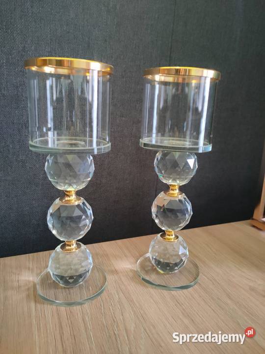 Świecznik kryształowy 2 sztuki lampion Warszawa