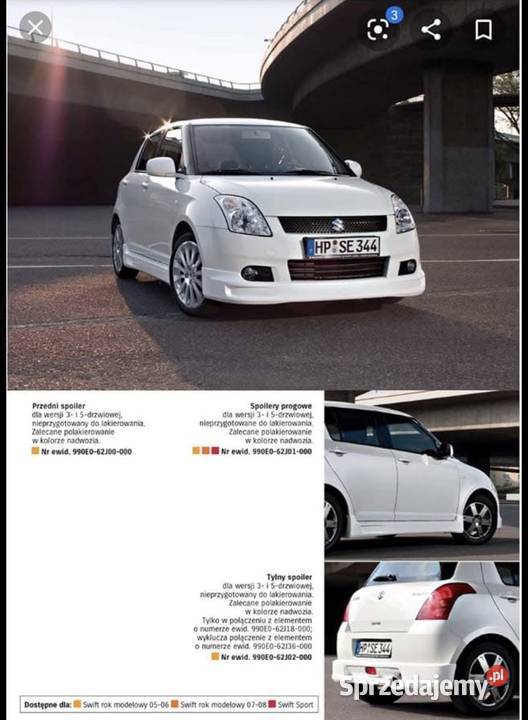 Zestaw dokładek Suzuki Swift Głowienka