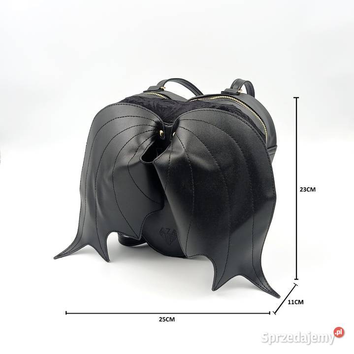 Plecak damski skórzany czarny skrzydlate serce Zawiercie sprzedam