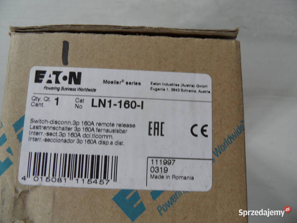 LN14160I ROZŁĄCZNIK MOCY EATON 3BIEGUNOWY Olsztyn sprzedam