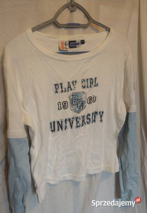 Bluzka biała Play Girl 1969 L M XL wysyłka niebieski Warszawa sprzedam