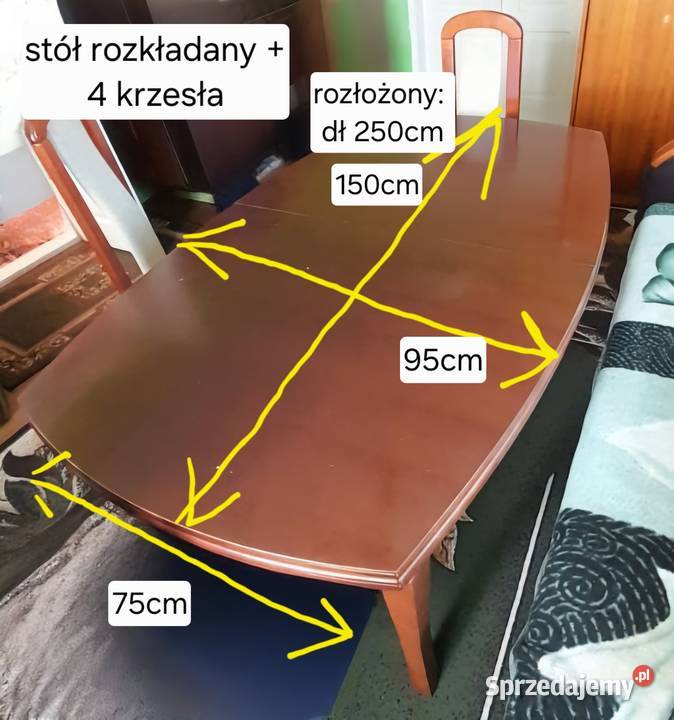 Stół rozkładany 4 krzesła komplet podkarpackie Turze Pole