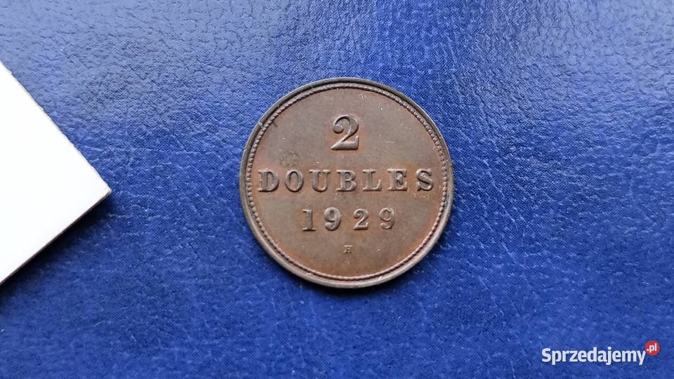 Stare monety 2 doubles 1929 Guernsey Lesko