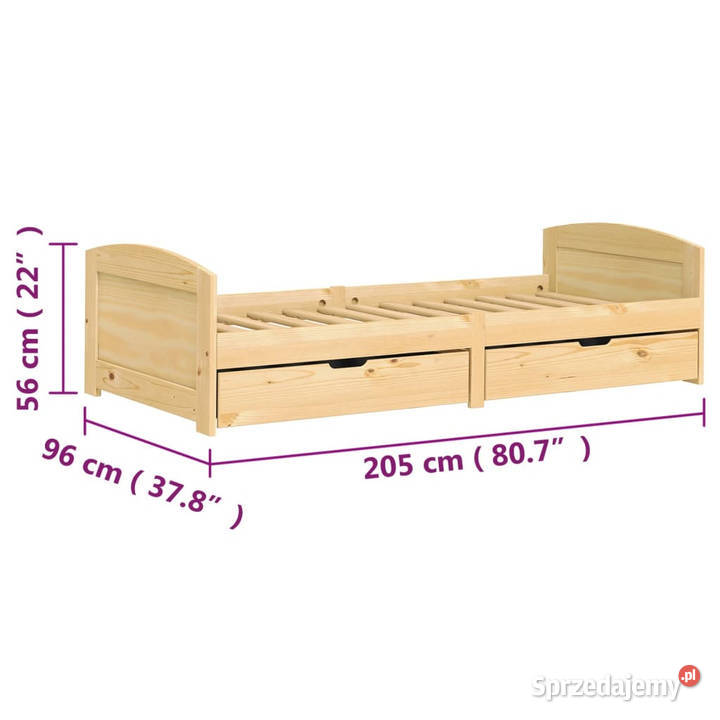 Łóżko dzienne 2 szuflady IRUN sosna 90x200 Meble mazowieckie Warszawa