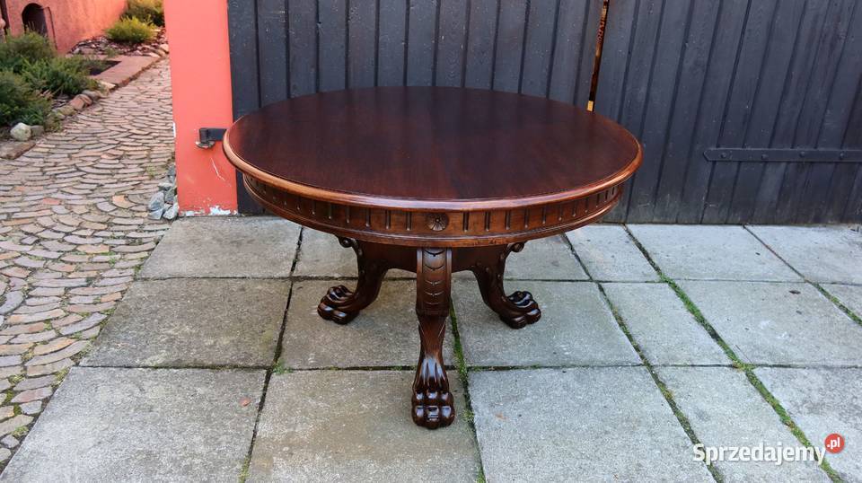 Unikatowy Okrągły Neorenesansowy Stolik Lwie