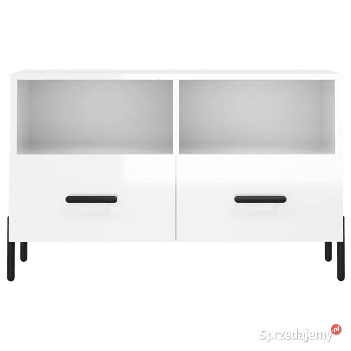 Szafka pod TV biała wysoki połysk 80x36x50