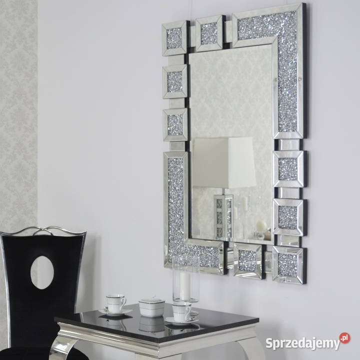 Lustro w srebrnej ramie dekoracyjne designerskie