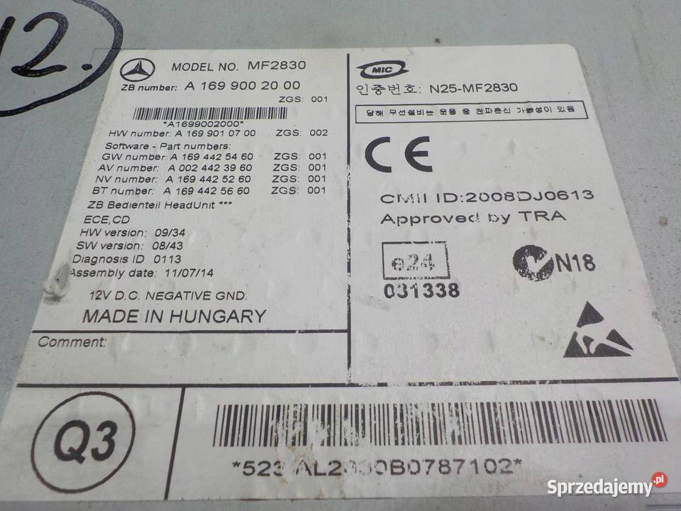 MERCEDES W169 LIFT 20 CDI 11r radio CD Suków