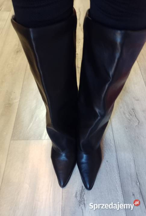 4142 Ekskluzywne czarne wygodne Kozaki kowbojki