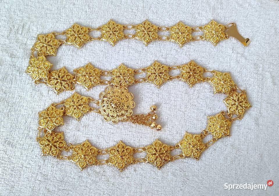 Orientalny metalowy pas pasek złoty kolor