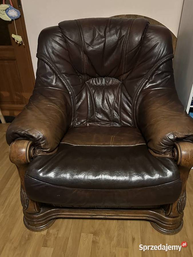 Wypoczynek skórzany rozkładany Okazja