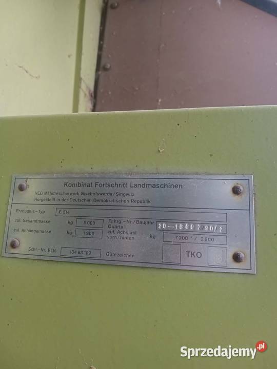 Kombajn Fortschritt E514 kujawsko-pomorskie Zakrzewska Osada sprzedam