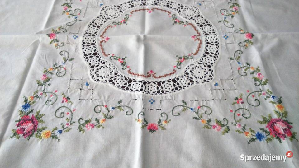 obrus obrusik haft koronka serwetka serweta wielokolorowy Gdańsk