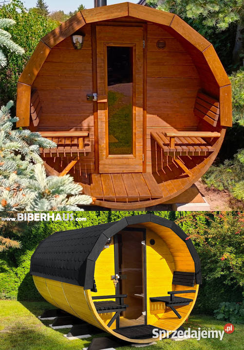 SAUNA Ogrodowa 400 PRZEDSIONEK zew Beczka 500L Nowy Targ