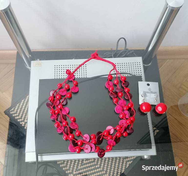 NASZYJNIK BOHO NATURALNY KORAL KOLCZYKI Łódź sprzedam