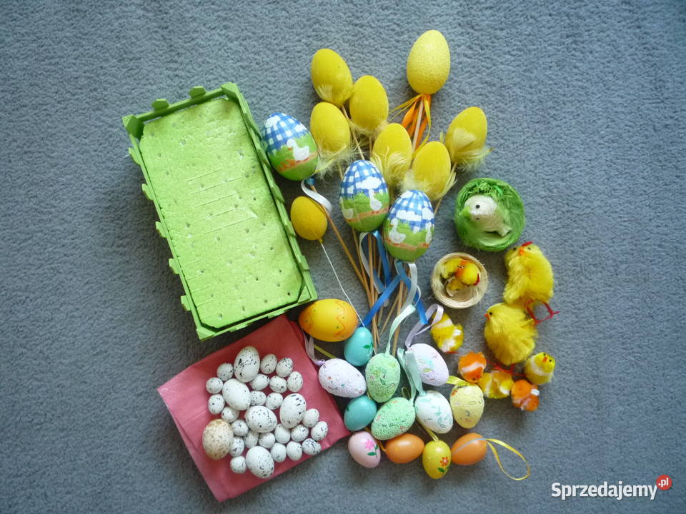 Wielkanoc Jajka Pisanki Kurczaki Kury Płotek wielokolorowy