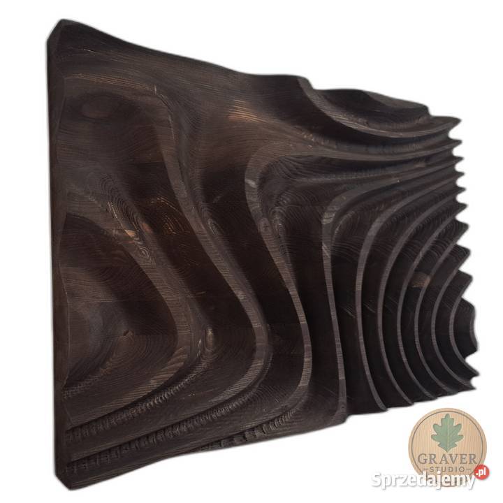 Płaskorzeźba drewniana fale wody dekoracja Malechowo