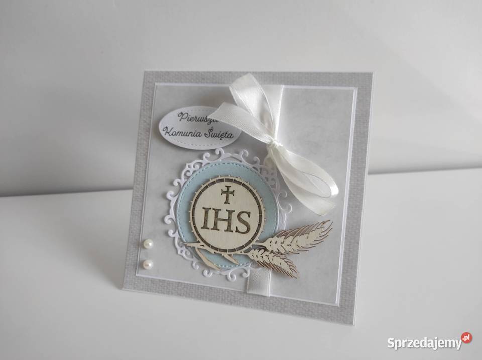 Kartka ręcznie robiona Pamiątka Pierwszej Rękodzieło