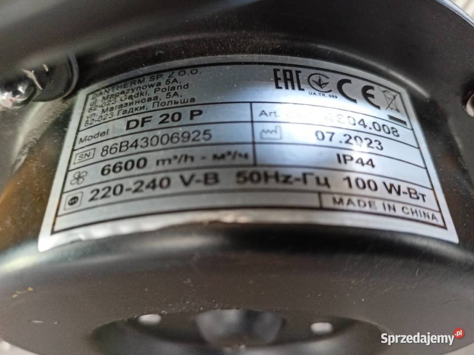 Wentylator MASTER DF20P 6600m3h 55 Kolno