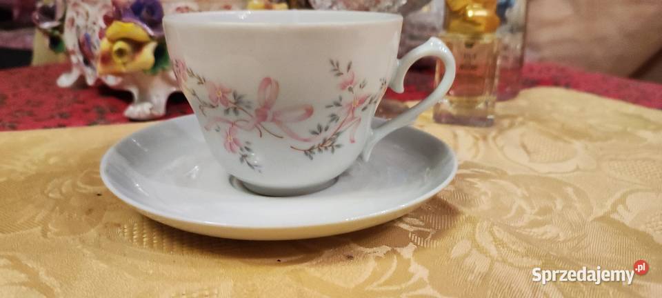 Duża filiżanka porcelana Tirshienreuth Bavaria biel róż