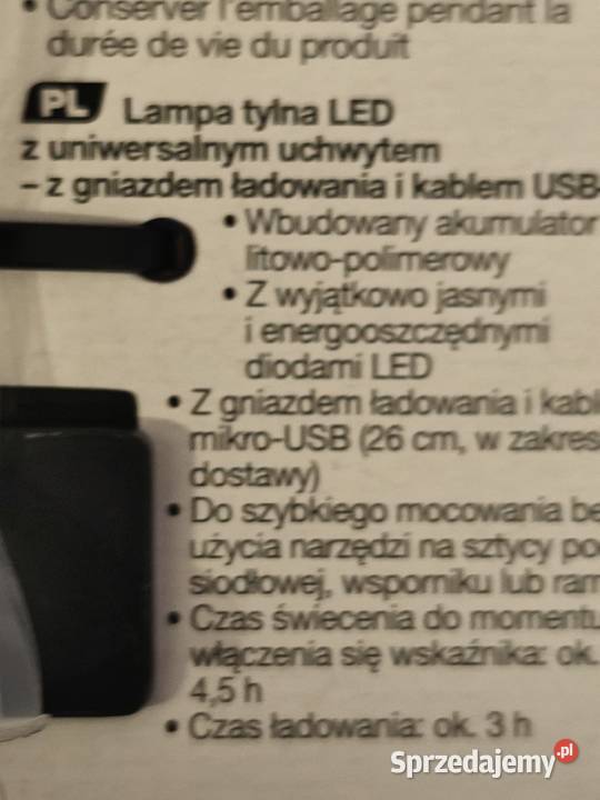 Lampki rowerowe tylne LED Aku USB Bielsko-Biała sprzedam