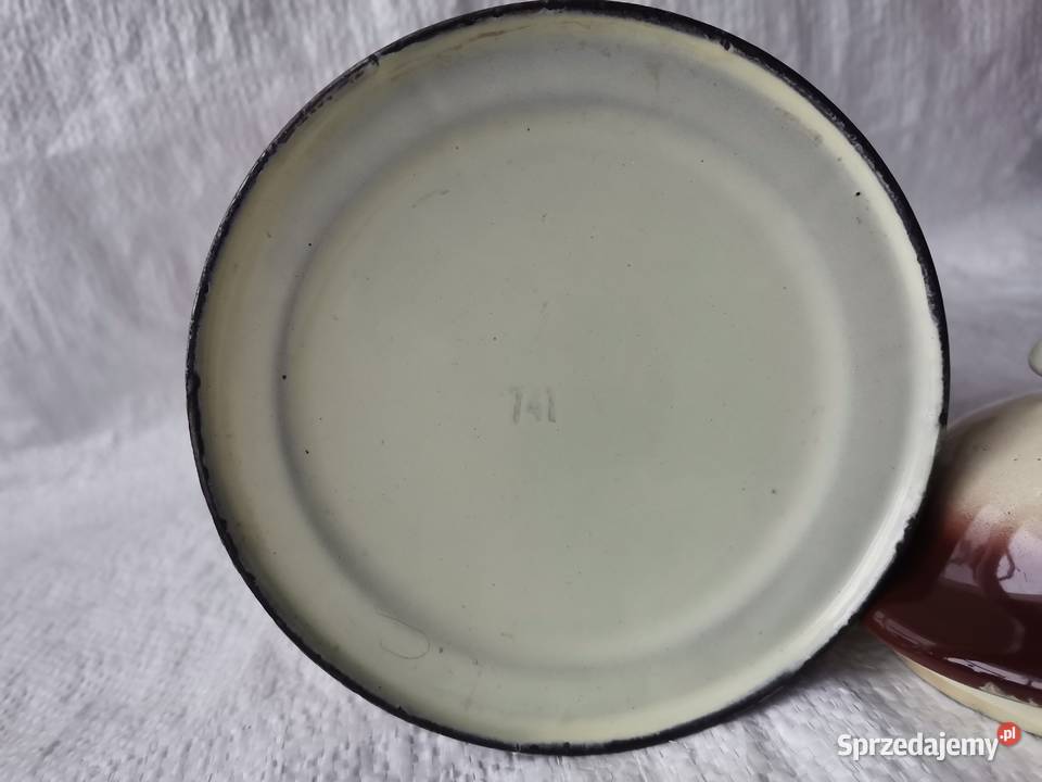 Stary duży metalowy dzbanek emalia śląskie