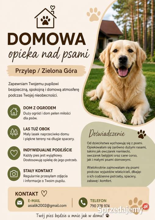 Domowa opieka psami Przylep Zielona Góra