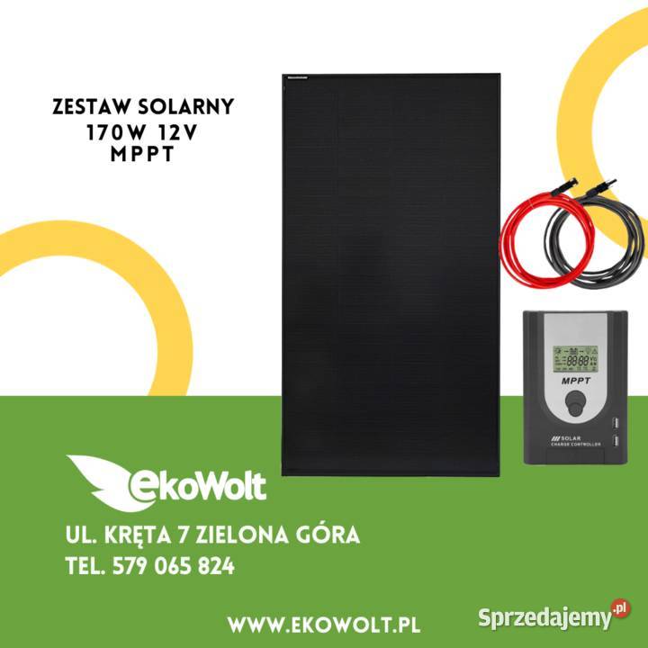 Zestaw solarny 170W 12V MPPT 35961 Zestawy lubuskie Zielona Góra sprzedam