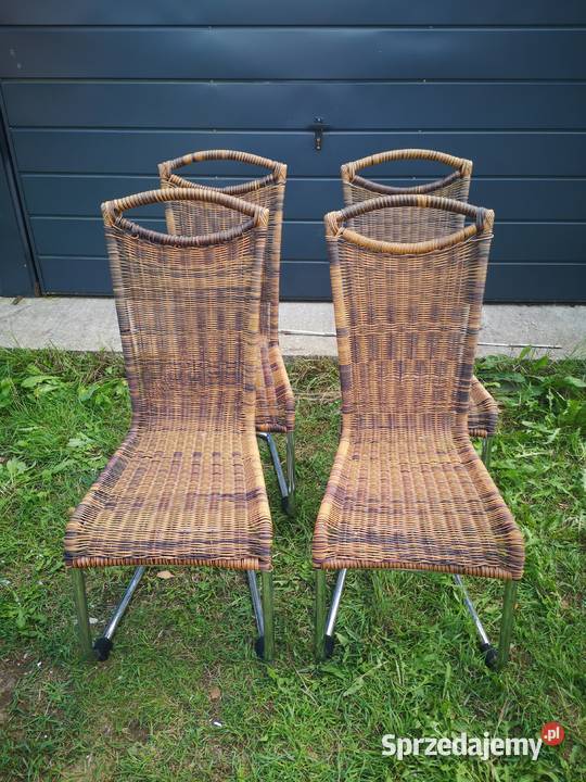 4 krzesła metalowe plecione Aleksandrów Łódzki