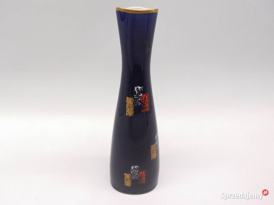 Wazon Porcelanowy ECHT KOBALT Złoto MidCentury Raszków