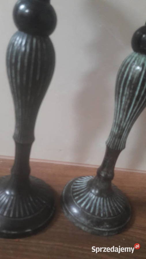 Mosiężny patynowany świecznik stylizowany 2 mazowieckie Radom