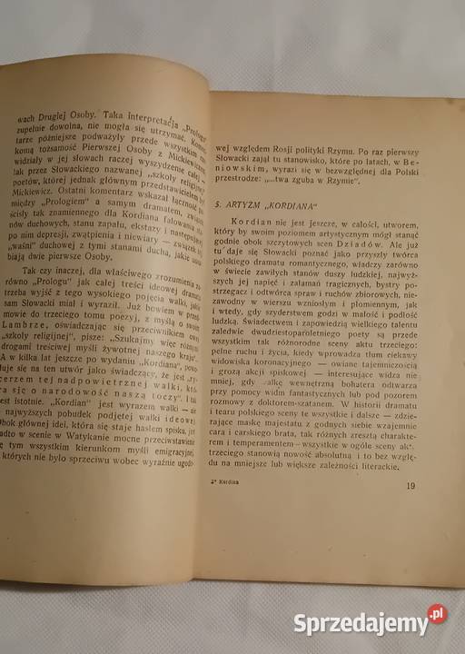 Juliusz Słowacki Kordian Sp Wyd Ksiażka 1946 r Koźminek