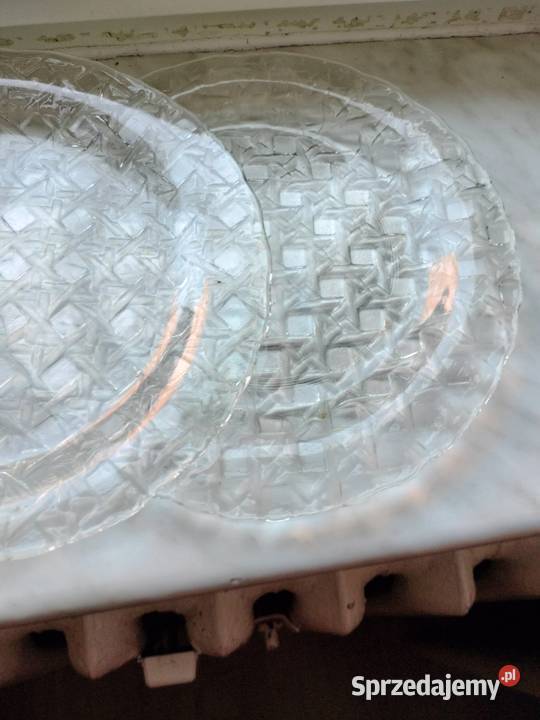 Zestaw 3 talerzy kratka plecionka PRL Choszczno