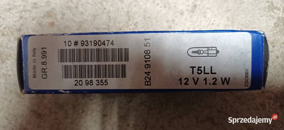 Żarówka T5LL 12V 12W GM93190474 zegary liczniki Pozostałe Lublin