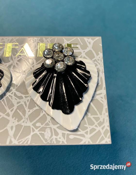 Nowe kolczyki vintage listki kryształki biało Nisko