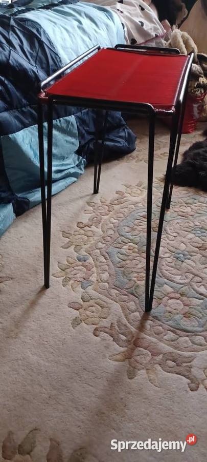 PRL ciężki stabilny stolik metal żyłka wys 55 Poznań sprzedam