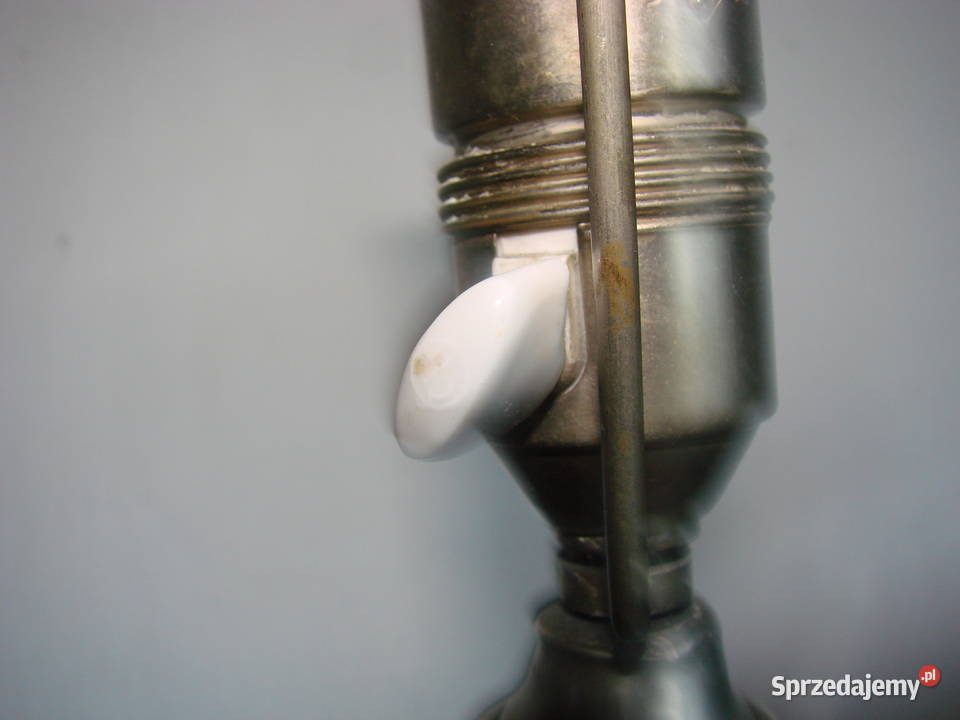 stara cynowa lampa elektryczna sygnowana Pruszcz Gdański