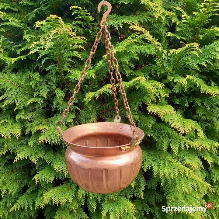 Duża miedziana osłonka doniczka do zawieszenia Warszawa